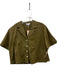 Crosby Size S Olive Green Linen Blend Button Down Pockets Short Sleeve Top Olive Green / S