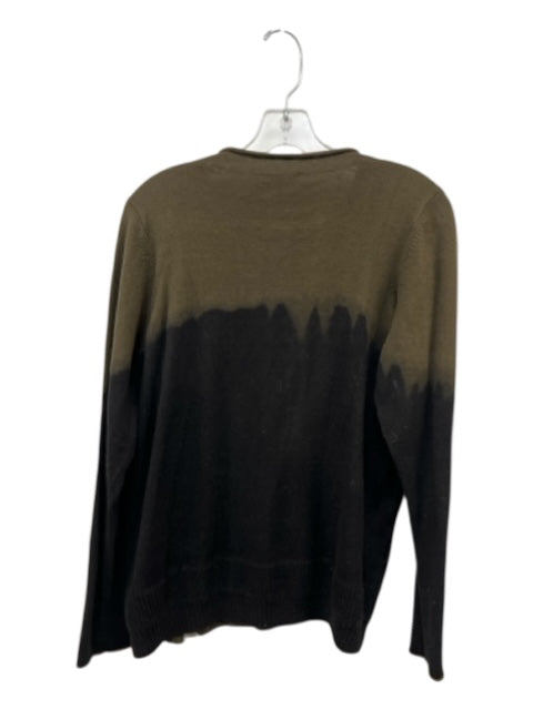 Lisa Todd Size L Green & Black Cotton Blend Color Block rolled neckline Sweater Green & Black / L