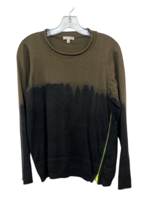 Lisa Todd Size L Green & Black Cotton Blend Color Block rolled neckline Sweater Green & Black / L