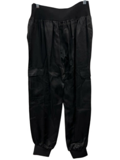 5a7 Cinq a Sept Size L Black Cupro Elastic Waist Cargo Jogger Pants Black / L