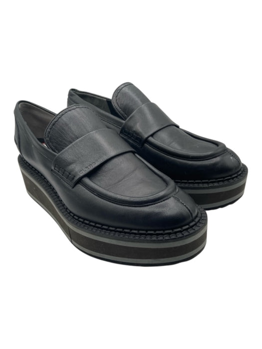 Robert Clergerie Shoe Size 38 Black Leather Platform Rubber Sole Loafers Black / 38