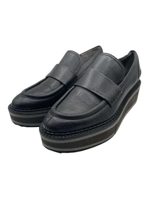 Robert Clergerie Shoe Size 38 Black Leather Platform Rubber Sole Loafers Black / 38