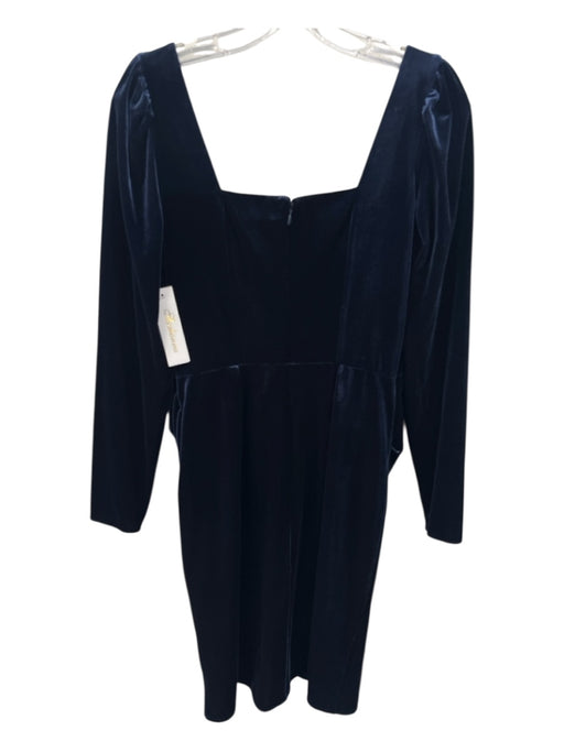 Shoshanna Size 4 Navy Blue Polyester Velvet Square Neck Gathered Back Zip Dress Navy Blue / 4