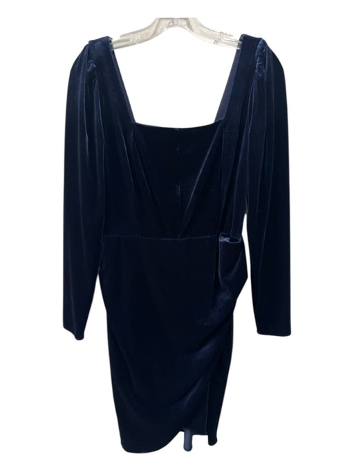 Shoshanna Size 4 Navy Blue Polyester Velvet Square Neck Gathered Back Zip Dress Navy Blue / 4