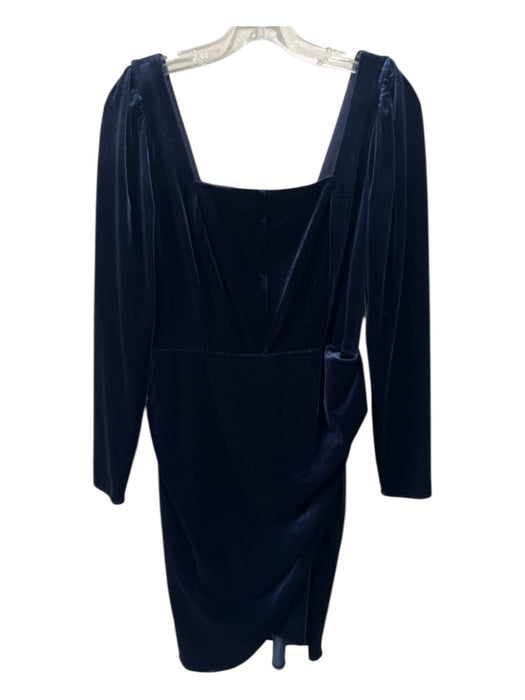 Shoshanna Size 4 Navy Blue Polyester Velvet Square Neck Gathered Back Zip Dress Navy Blue / 4