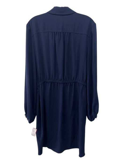 Trina Turk Size 12 Navy Blue Polyester Half Button Tie Side Collar Dress Navy Blue / 12