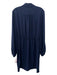 Trina Turk Size 12 Navy Blue Polyester Half Button Tie Side Collar Dress Navy Blue / 12