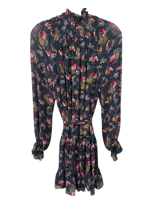5a7 Cinq a Sept Size 8 Gray, Pink, Green Polyester Mock Neck Floral Dress 5a7 Cinq a Sept Size 8 Gray, Pink, Green Polyester Mock Neck Floral Dress