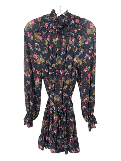 5a7 Cinq a Sept Size 8 Gray, Pink, Green Polyester Mock Neck Floral Dress Gray, Pink, Green / 8