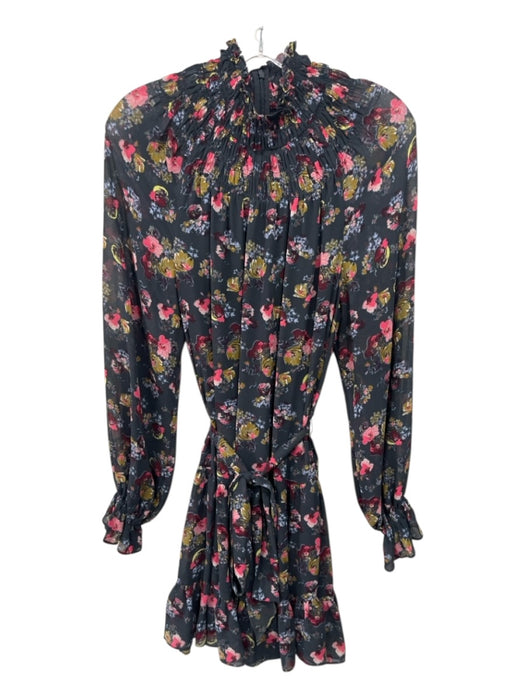 5a7 Cinq a Sept Size 8 Gray, Pink, Green Polyester Mock Neck Floral Dress Gray, Pink, Green / 8