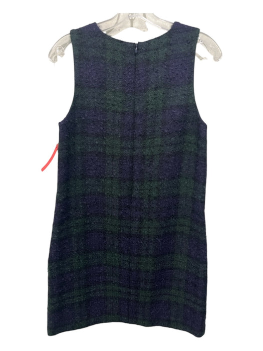 Ann Mashburn Size S Purple & Green Wool Tweed Plaid Sleeveless Dress Purple & Green / S