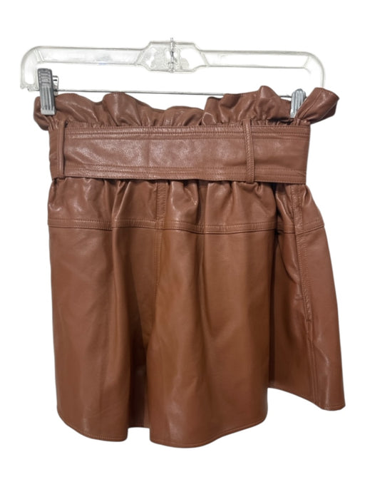 Karina Grimaldi Size S Brown Faux Leather Elastic Waist Sash Shorts Brown / S