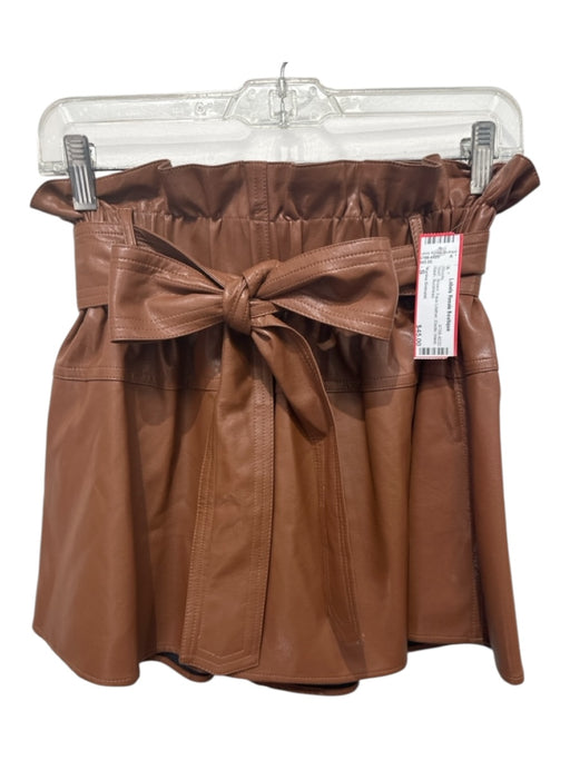 Karina Grimaldi Size S Brown Faux Leather Elastic Waist Sash Shorts Brown / S