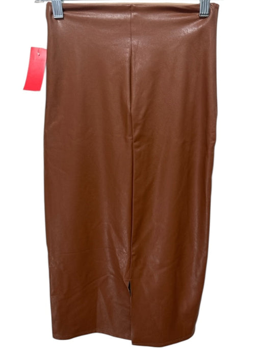 Commando Size S Brown Faux Leather Pencil Below the Knee Back Slit Skirt Brown / S