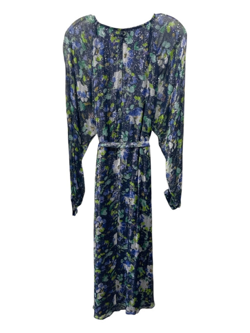 Essentiel Antwerp Size S / 40 navy & green print Viscose Metallic Abstract Dress navy & green print / S / 40