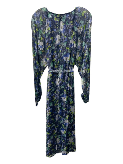 Essentiel Antwerp Size S / 40 navy & green print Viscose Metallic Abstract Dress navy & green print / S / 40