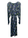 Essentiel Antwerp Size S / 40 navy & green print Viscose Metallic Abstract Dress navy & green print / S / 40