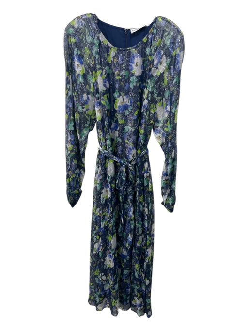 Essentiel Antwerp Size S / 40 navy & green print Viscose Metallic Abstract Dress navy & green print / S / 40