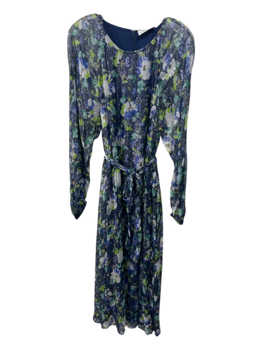 Essentiel Antwerp Size S / 40 navy & green print Viscose Metallic Abstract Dress navy & green print / S / 40