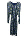 Essentiel Antwerp Size S / 40 navy & green print Viscose Metallic Abstract Dress navy & green print / S / 40
