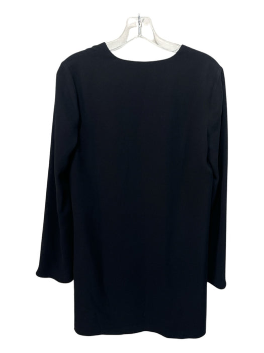 Theory Size P Black Triacetate Blend V Neck Long Sleeve Dress Black / P