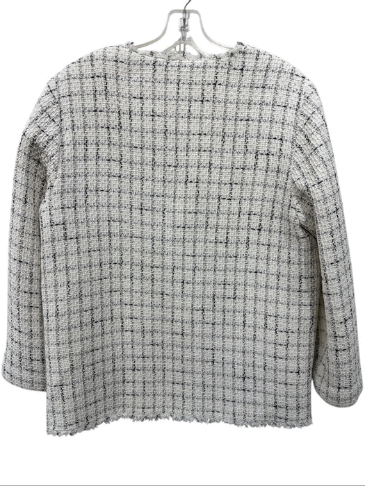 Anine Bing Size M White & Black Print Cotton Tweed 4 Pocket Long Sleeve Jacket White & Black Print / M