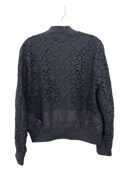 CHRLDR Size M Black Nylon Zip Front Star Crochet Long Sleeve Bomber Jacket Black / M