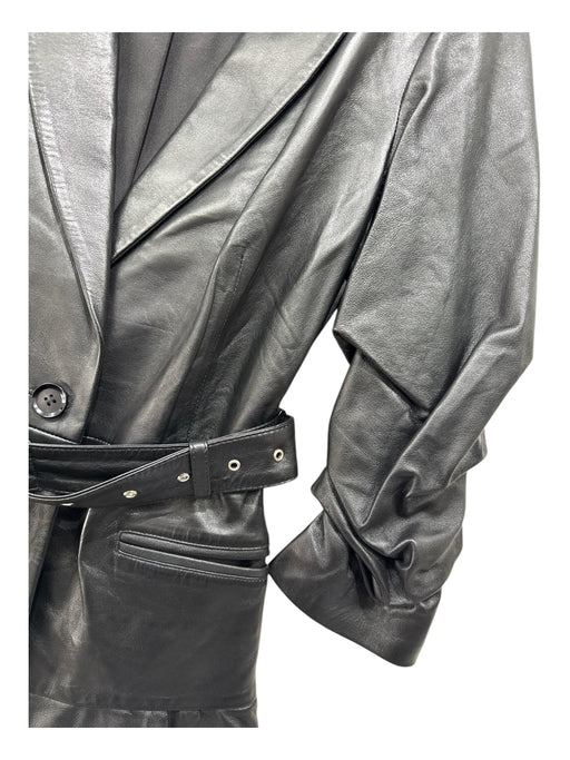 5a7 Cinq a Sept Size 6 Black Nappa Leather One Button 3/4 Sleeve Hem Jacket Black / 6