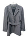 Amanda Uprichard Size L Gray Print Polyester Button Pinstripe Long Sleeve Dress Gray Print / L