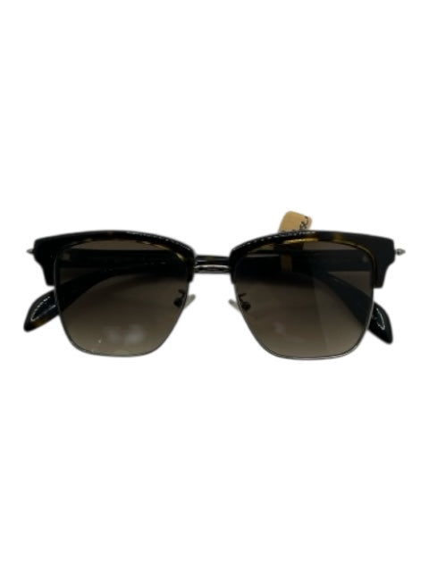 Alexander McQueen Brown & Black Acetate Square Club Sunglasses Brown & Black