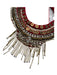 Mignonne Gavigan Red, Gold, Silver Beads Silk Collar Snap Necklace Red, Gold, Silver