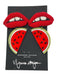 Mignonne Gavigan Red & green Beaded Lips Watermelons Earrings Red & green