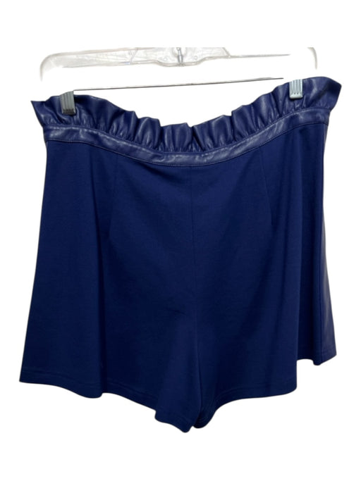 Emily McCarthy Size M Royal Blue Rayon Blend Faux Leather Trim Shorts Royal Blue / M