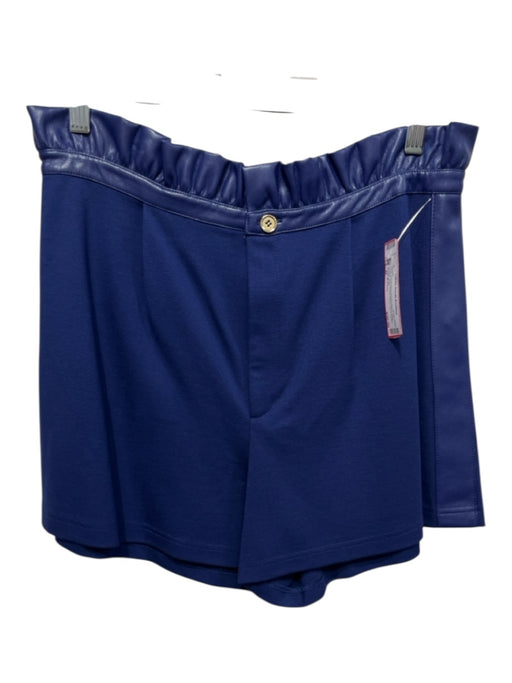 Emily McCarthy Size M Royal Blue Rayon Blend Faux Leather Trim Shorts Royal Blue / M