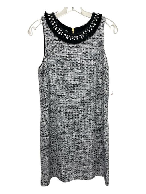 Sara Campbell Size 8 Black, gray & white Polyester Sleeveless Boucle Shift Dress Black, gray & white / 8