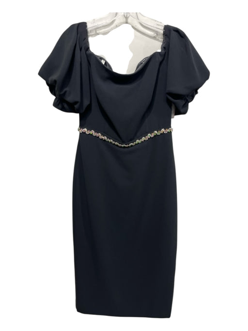 Shoshanna Size 4 Black, Pink & Green Polyester Off Shoulder Princess Seams Dress Black, Pink & Green / 4