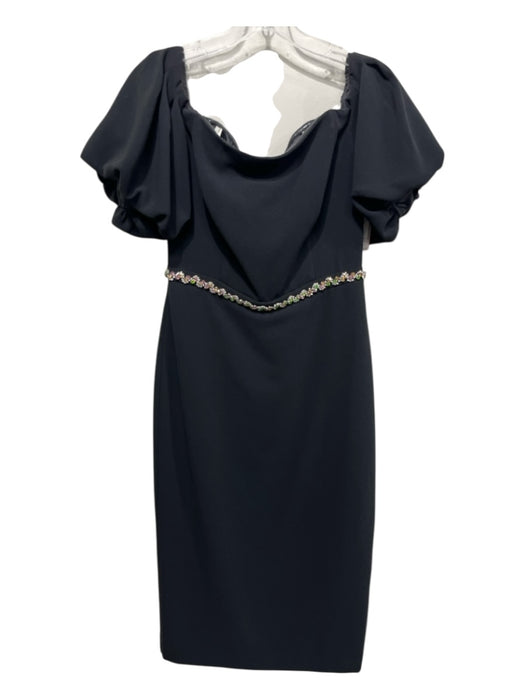 Shoshanna Size 4 Black, Pink & Green Polyester Off Shoulder Princess Seams Dress Black, Pink & Green / 4