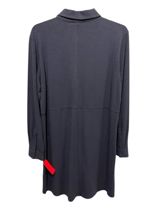 Lilla P Size L Slate Blue Cotton Long Sleeve 1/4 Button Collar Shift Dress Slate Blue / L