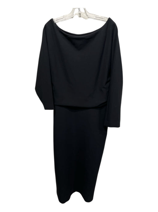Tuckernuck Size 10 Black Polyester & Spandex Long Sleeve Boat Neck Waist Dress Black / 10