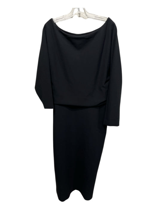 Tuckernuck Size 10 Black Polyester & Spandex Long Sleeve Boat Neck Waist Dress Black / 10
