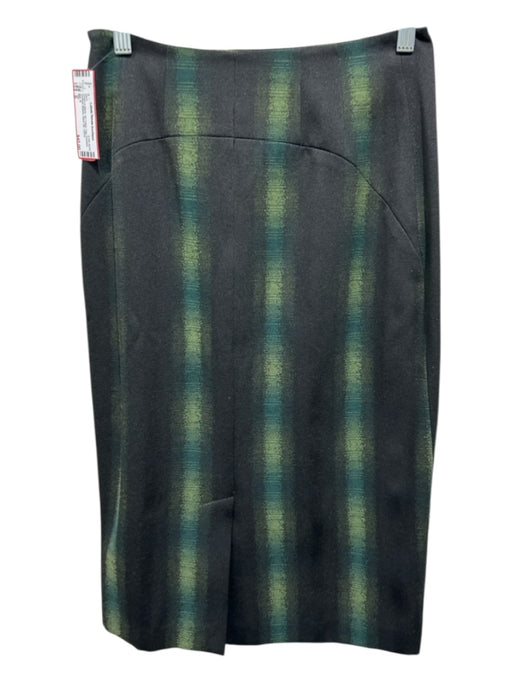 Tibi Size S Green & Black No Fabric Tag Paneled Vertical Stripes Back Slit Skirt Green & Black / S