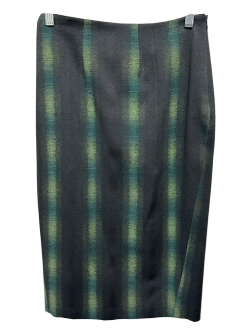 Tibi Size S Green & Black No Fabric Tag Paneled Vertical Stripes Back Slit Skirt Green & Black / S