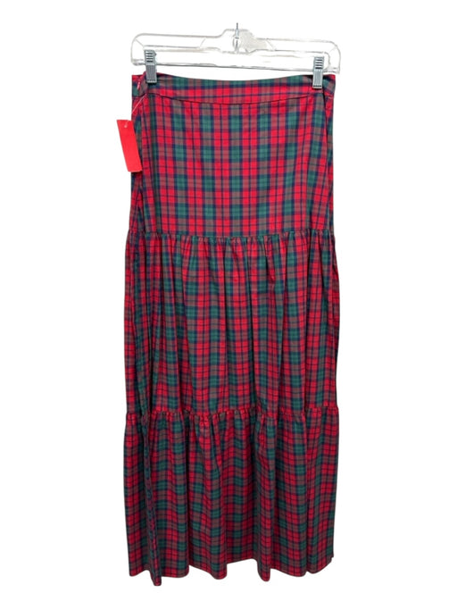 LaRoque Size S Red, Green & Blue Cotton Side Zip Plaid Tiered Maxi Skirt Red, Green & Blue / S