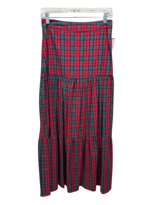LaRoque Size S Red, Green & Blue Cotton Side Zip Plaid Tiered Maxi Skirt Red, Green & Blue / S