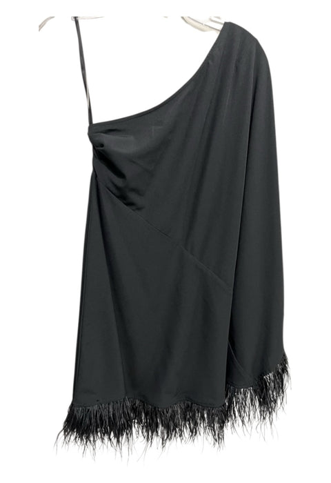 Hutch Size S Black Polyester One Sleeve Darted Feather Hem Dress Black / S