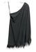 Hutch Size S Black Polyester One Sleeve Darted Feather Hem Dress Black / S