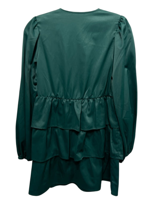 Crosby Size XS Hunter Green Polyester Long Sleeve V Neck Tiered Above Knee Dress Hunter Green / XS