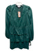 Crosby Size XS Hunter Green Polyester Long Sleeve V Neck Tiered Above Knee Dress Hunter Green / XS