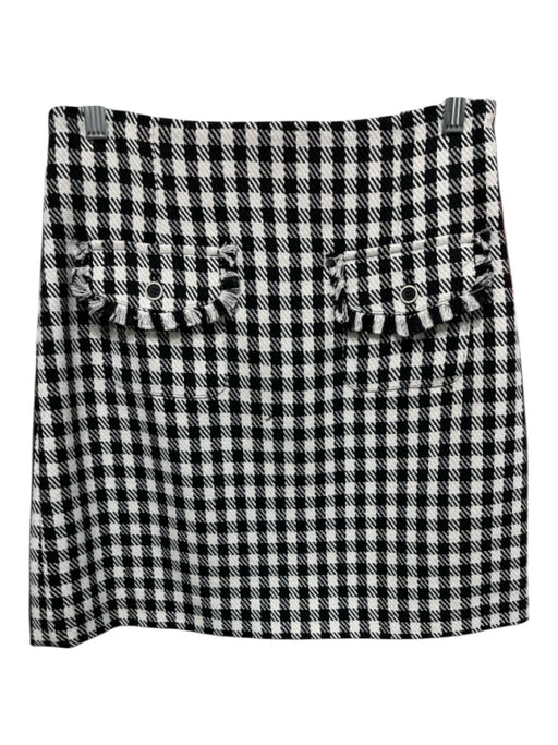 Tyler Boe Size 6 Black & White Viscose Checked Flap Pocket Above knee Skirt Black & White / 6