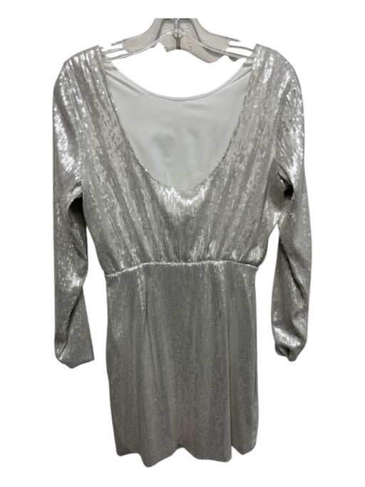 S'edge Size XS Silver Rayon Blend Long Sleeve All Over Sequins Scoop Back Dress Silver / XS